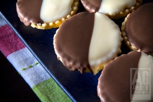 Chocolate and Cream Neenish Tarts on a Platter